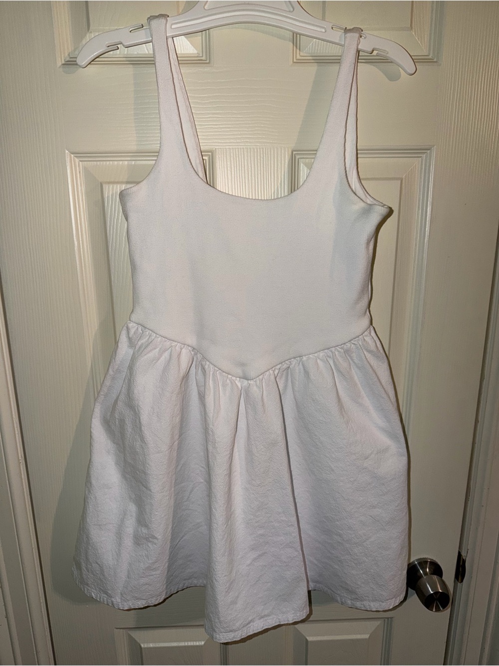 White V Waist Mini Tank Dress - Large